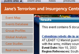 Jane\'s Terrorism and Insurgency Events Map