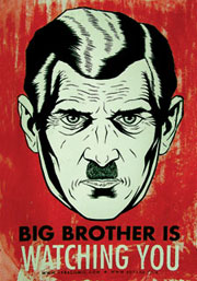 creepy dude with 'stache looking at you - Image from wikimedia (copyleft) - http://commons.wikimedia.org/wiki/File:1984-Big-Brother.jpg